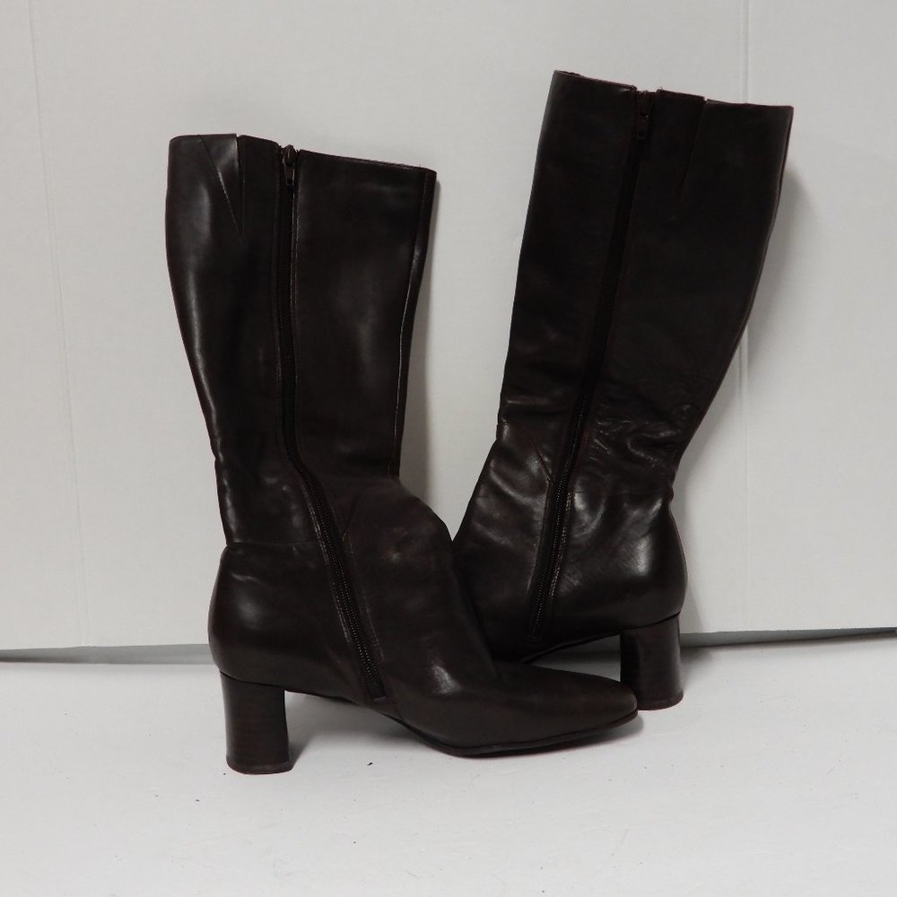 Brown Leather Over the Calf Boots Sz 7.5M